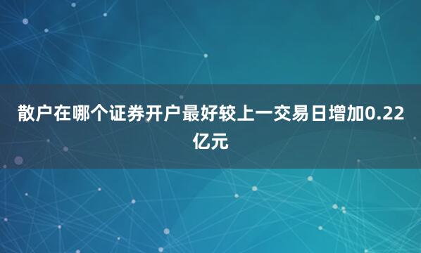 散户在哪个证券开户最好较上一交易日增加0.22亿元
